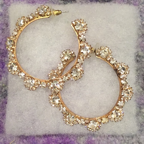 Anthropologie Jewelry - Anthropologie Crystal Hoop Earrings